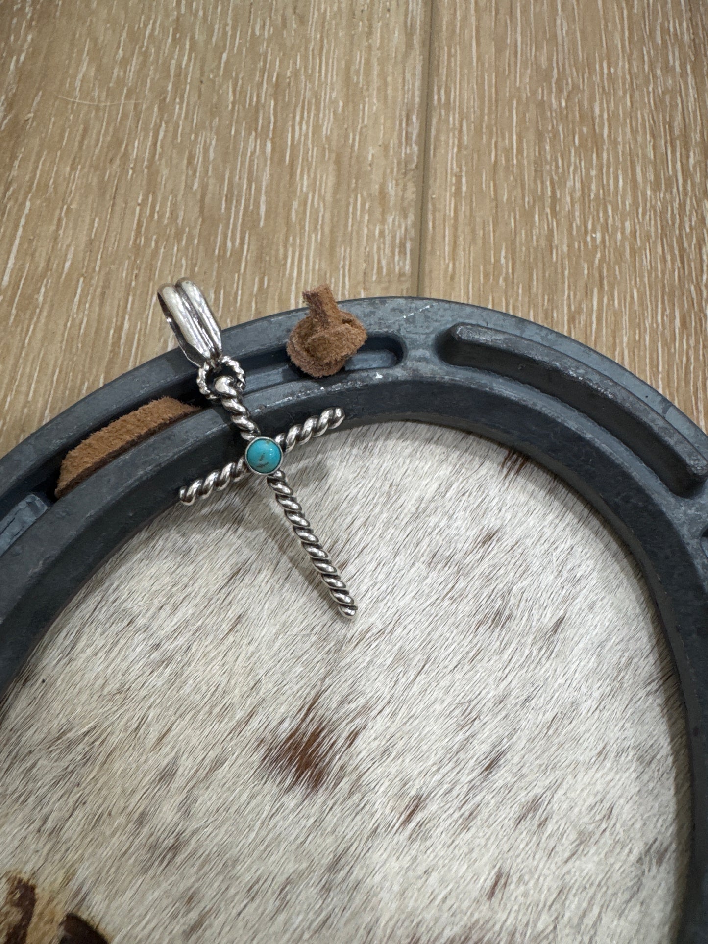 PRE-ORDER Sterling silver and Sonoran turquoise cross pendant