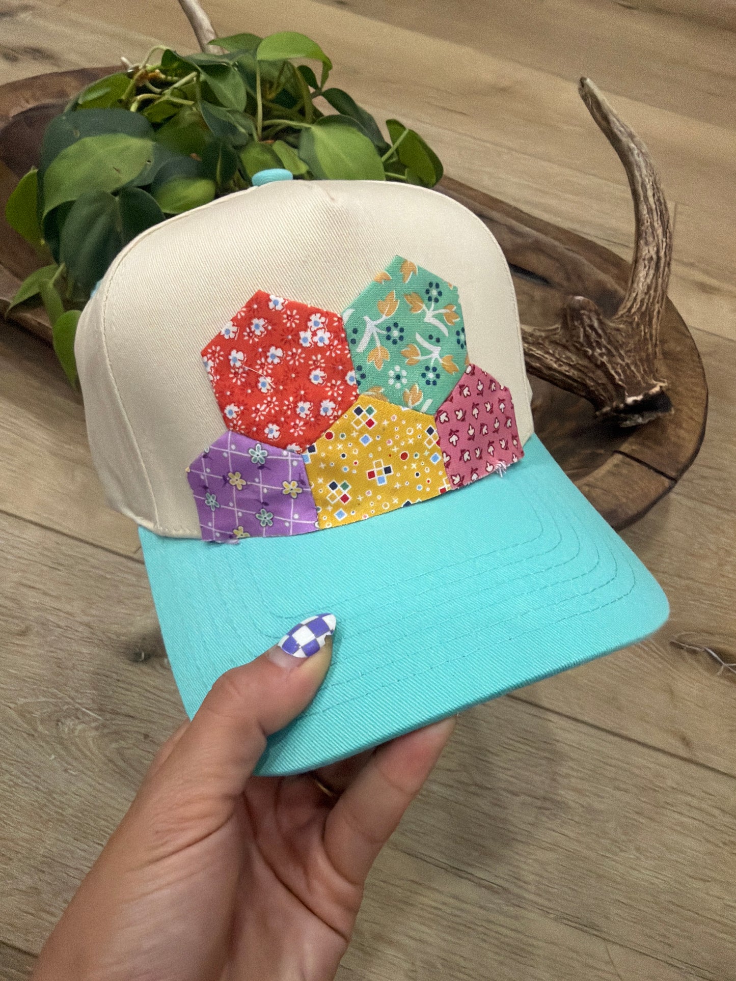Ready to ship Vintage quilt patch trucker #2