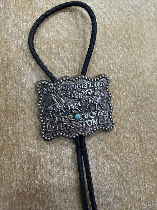 Vintage NFR buckle bolo tie with Sonoran turquoise