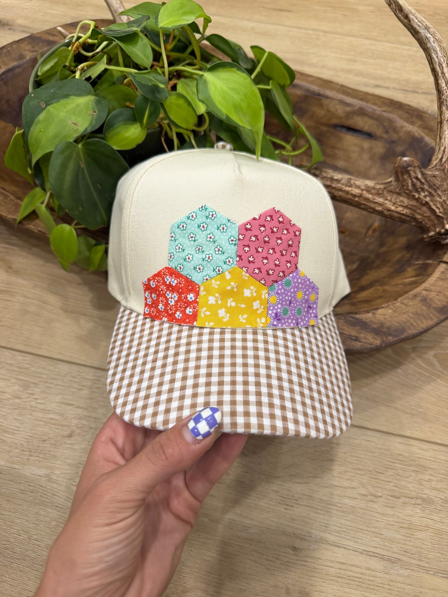 Ready to ship Vintage quilt patch trucker